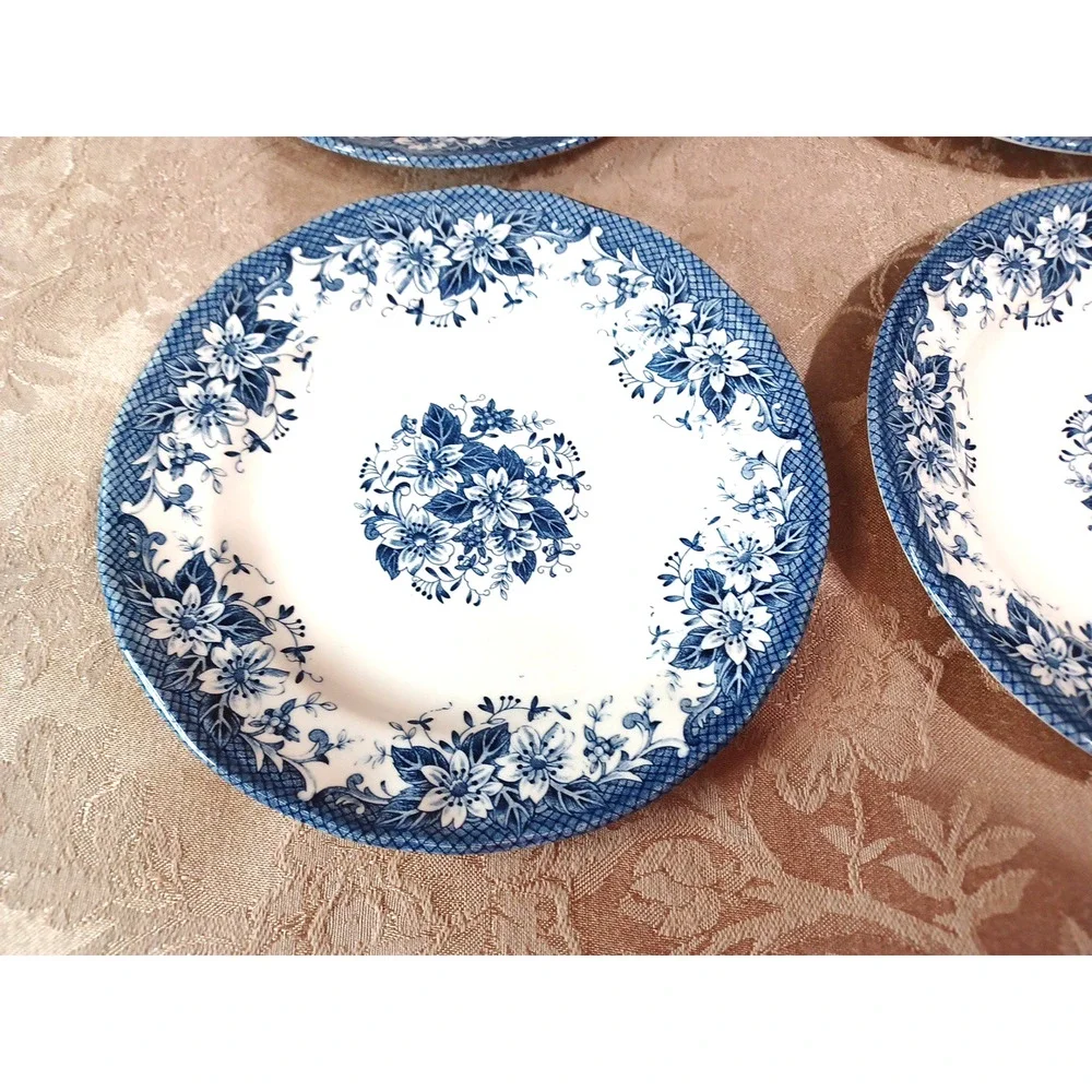 4 Clayton Blue White French English Country Cottage 7 1/2